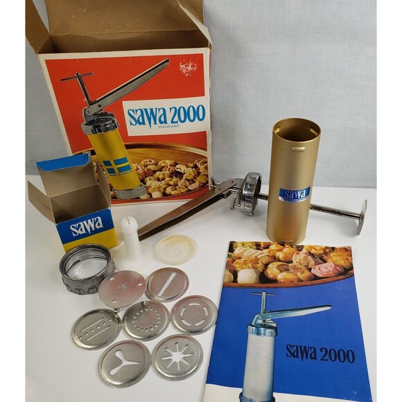 Vintage SAWA 2000 Standard Metal Cookie Press Decorator Gun With Box 1970s - Picture 4 of 16